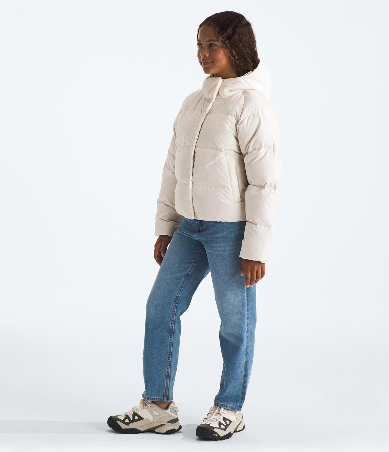 image:imageNorth Down Hooded Jacket GirlsWhite Dune