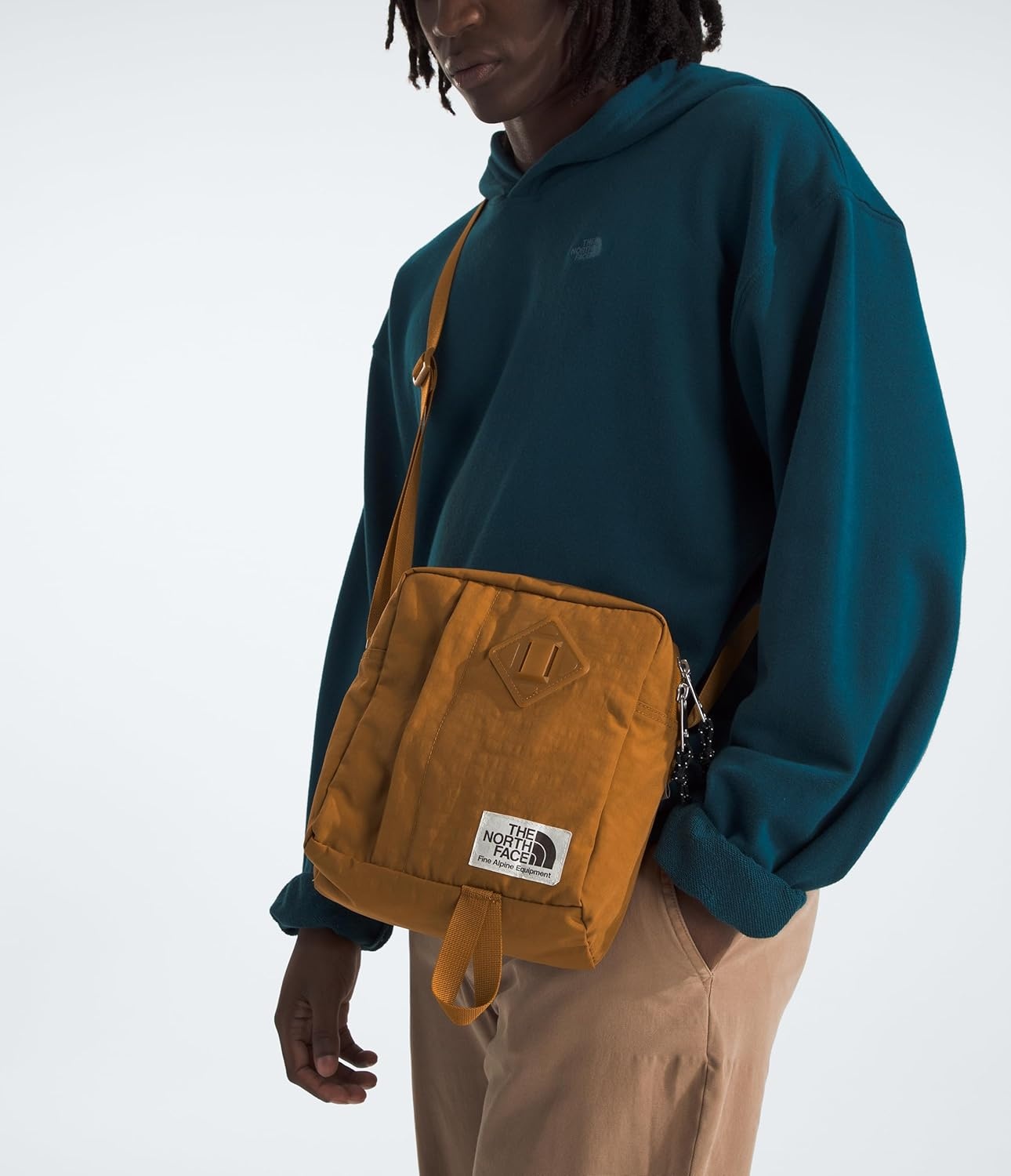 image:imageTHE NORTH FACE Berkeley Crossbody Bag Adjustable Strap Waterrepellent Finish Internal Divider amp External PocketTimber TanTnf Black