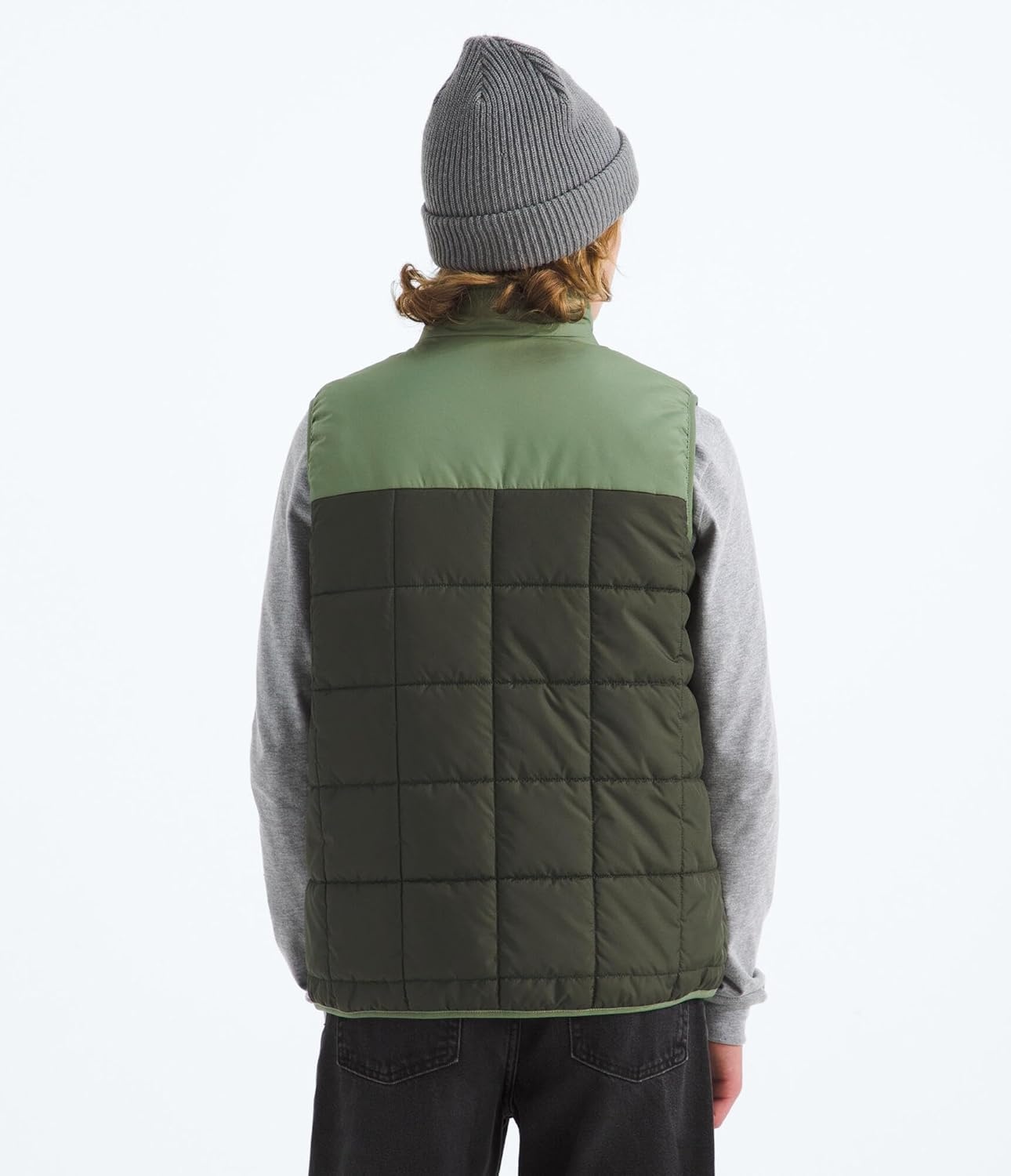 image:imageTHE NORTH FACE Boys Reversible Shasta Vest Midweight Puffer Vest With Synthetic Insulation Fleece Lining amp Water RepellentNew Taupe GreenBark Mist