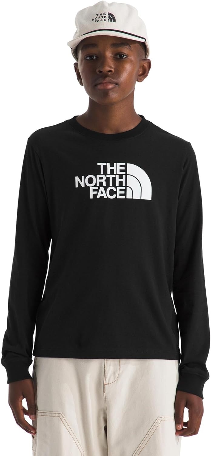 image:imageTHE NORTH FACE Evolution Half Dome Longsleeve Tee Cotton Shirt for Boys amp Girls With a Front Logo Graphic amp Setin SleevesTnf Black