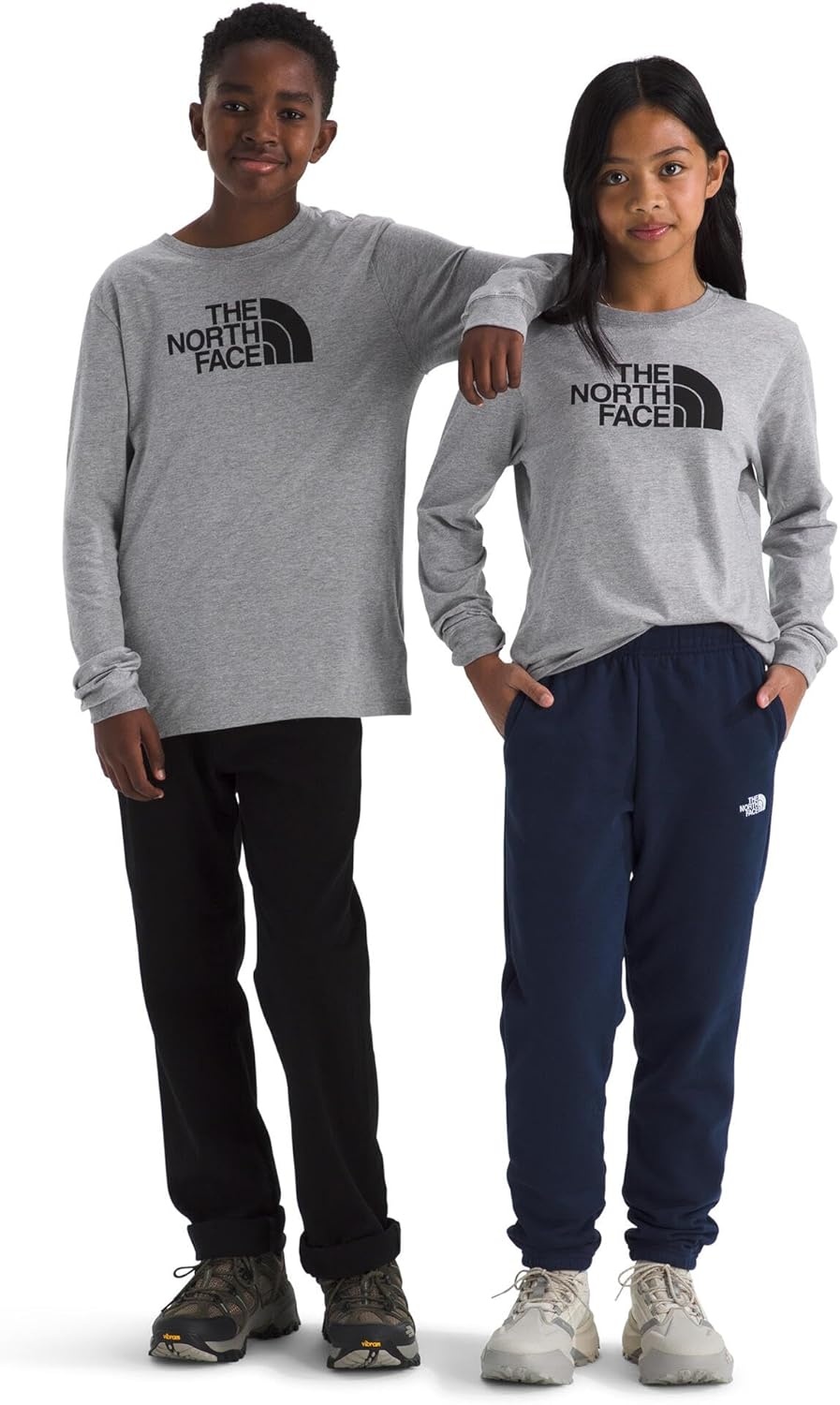 image:imageTHE NORTH FACE Evolution Half Dome Longsleeve Tee Cotton Shirt for Boys amp Girls With a Front Logo Graphic amp Setin SleevesTnf Pale Grey Heather
