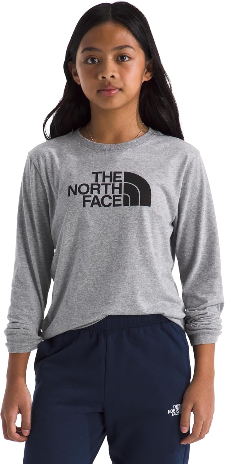 image:imageTHE NORTH FACE Evolution Half Dome Longsleeve Tee Cotton Shirt for Boys amp Girls With a Front Logo Graphic amp Setin SleevesTnf Pale Grey Heather