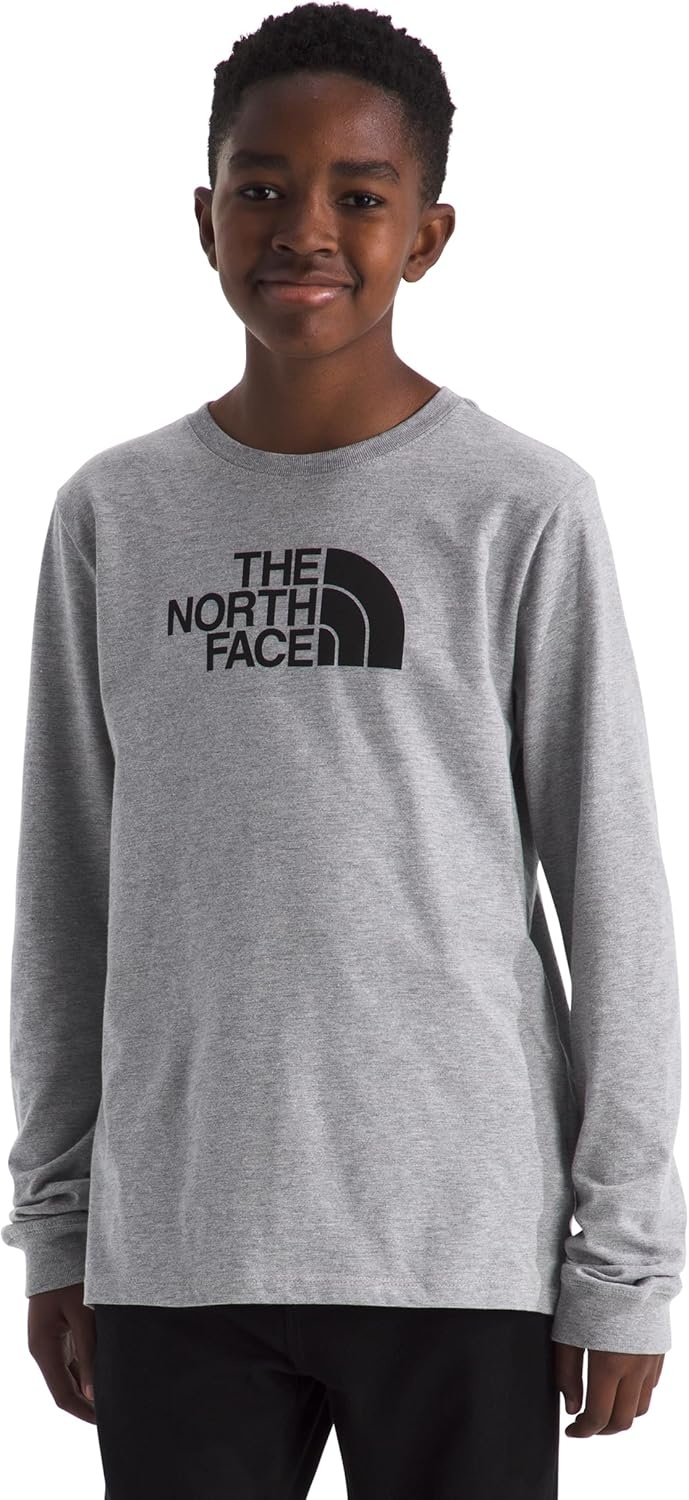 image:imageTHE NORTH FACE Evolution Half Dome Longsleeve Tee Cotton Shirt for Boys amp Girls With a Front Logo Graphic amp Setin SleevesTnf Pale Grey Heather