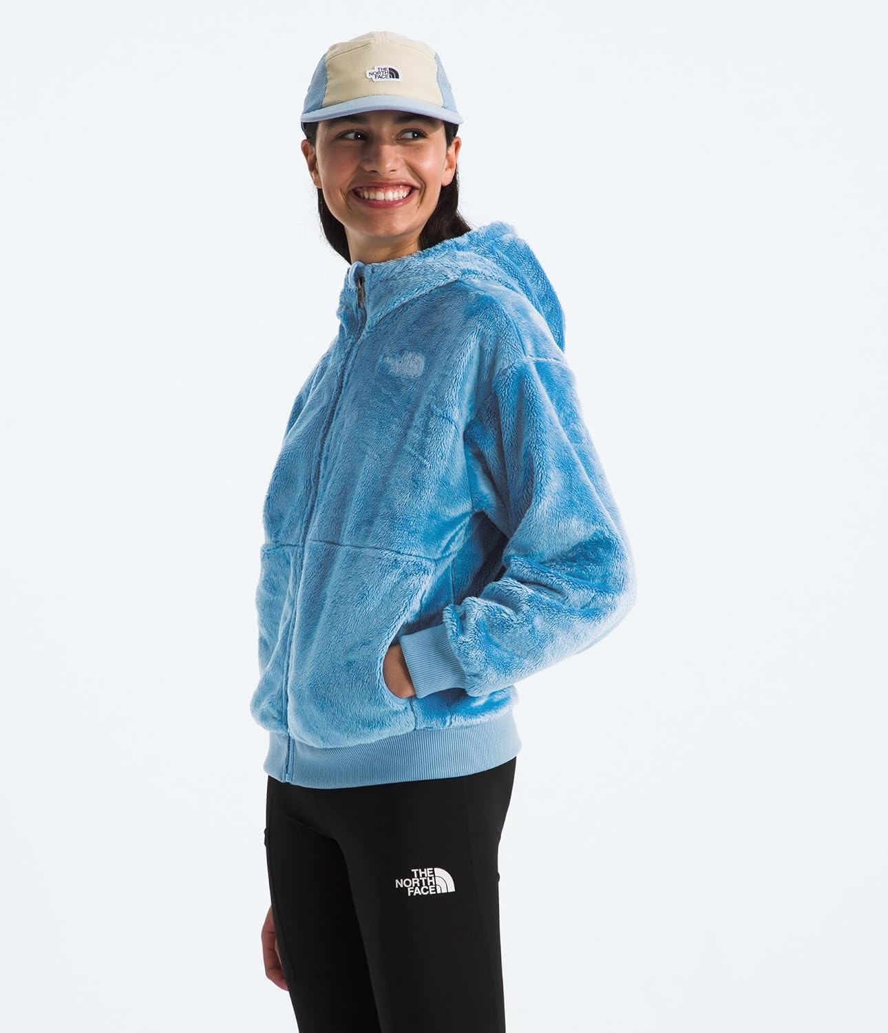 image:imageTHE NORTH FACE Girls Osito Full Zip Hoodie Fleece Hooded Jacket With Hand Pockets amp Durable Ribbed CollarDark Cornflower