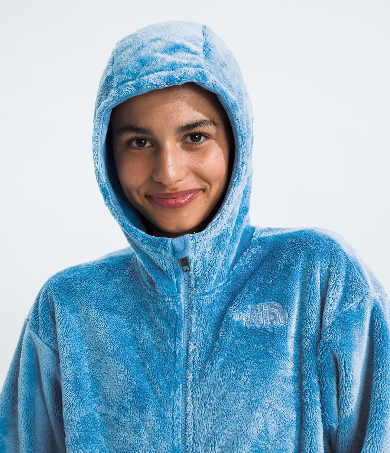 image:imageTHE NORTH FACE Girls Osito Full Zip Hoodie Fleece Hooded Jacket With Hand Pockets amp Durable Ribbed CollarDark Cornflower