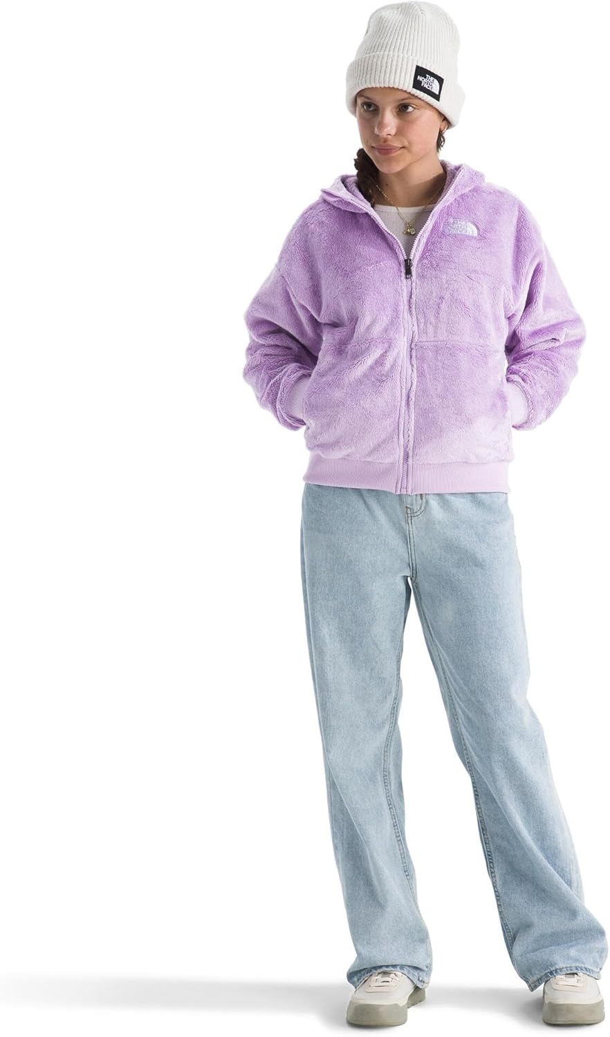 image:imageTHE NORTH FACE Girls Osito Full Zip Hoodie Fleece Hooded Jacket With Hand Pockets amp Durable Ribbed CollarLite Lilac