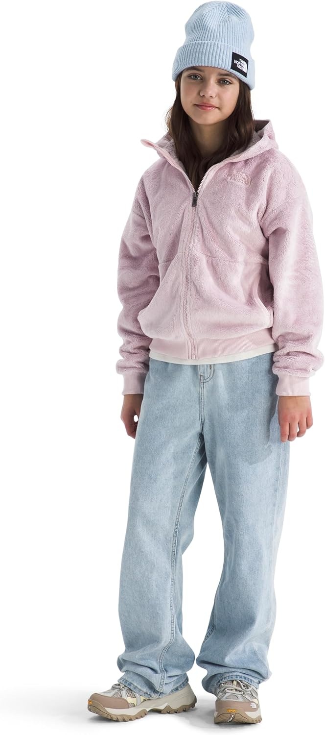 image:imageTHE NORTH FACE Girls Osito Full Zip Hoodie Fleece Hooded Jacket With Hand Pockets amp Durable Ribbed CollarPale Blossom