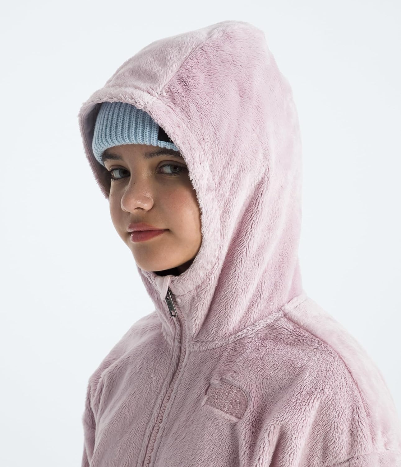 image:imageTHE NORTH FACE Girls Osito Full Zip Hoodie Fleece Hooded Jacket With Hand Pockets amp Durable Ribbed CollarPale Blossom