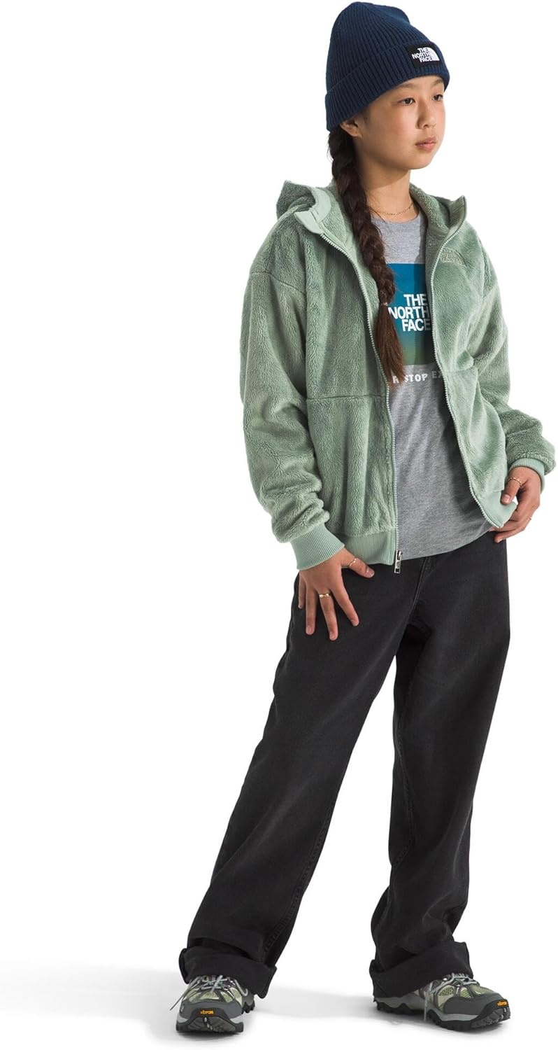image:imageTHE NORTH FACE Girls Osito Full Zip Hoodie Fleece Hooded Jacket With Hand Pockets amp Durable Ribbed CollarSlate Moss