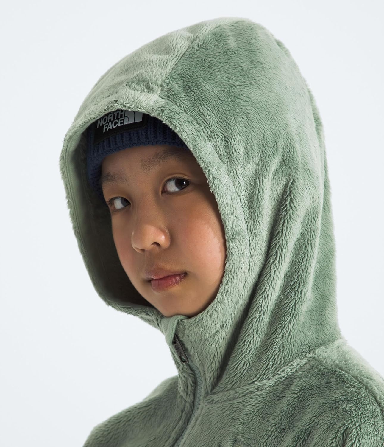 image:imageTHE NORTH FACE Girls Osito Full Zip Hoodie Fleece Hooded Jacket With Hand Pockets amp Durable Ribbed CollarSlate Moss