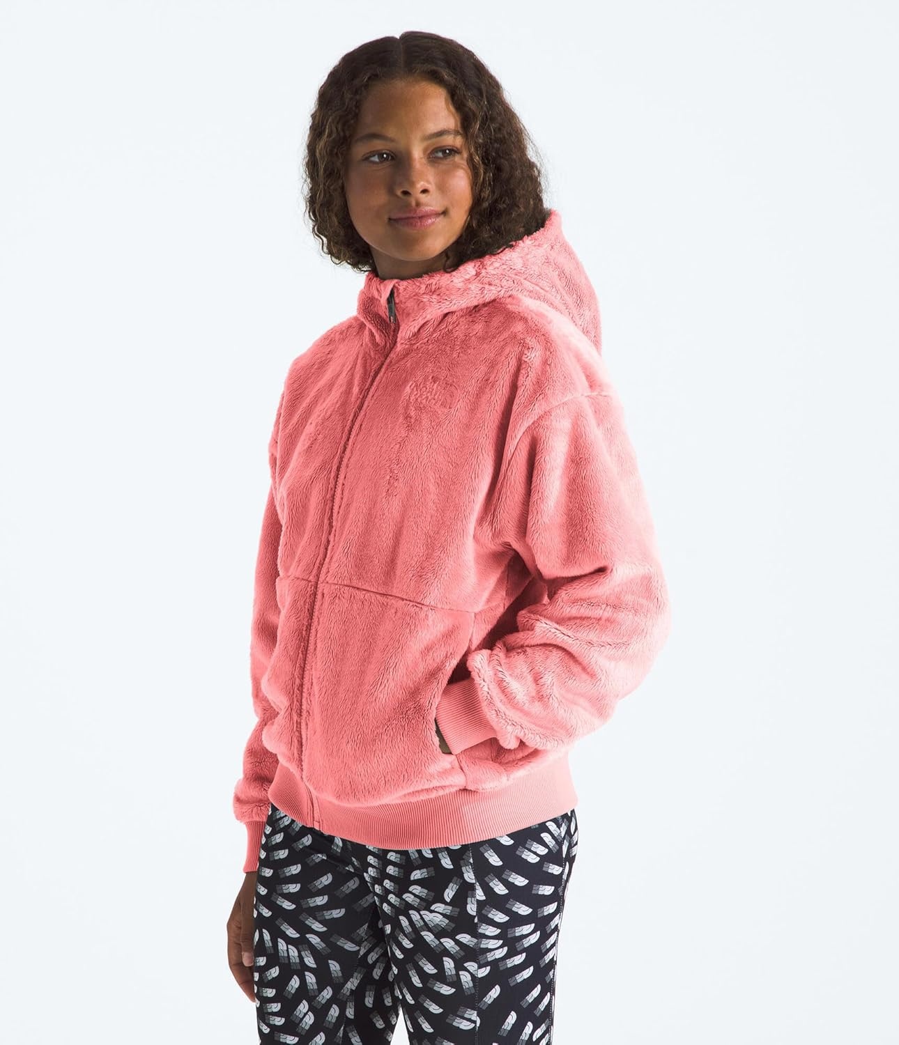 image:imageTHE NORTH FACE Girls Osito Full Zip Hoodie Fleece Hooded Jacket With Hand Pockets amp Durable Ribbed CollarTerracotta
