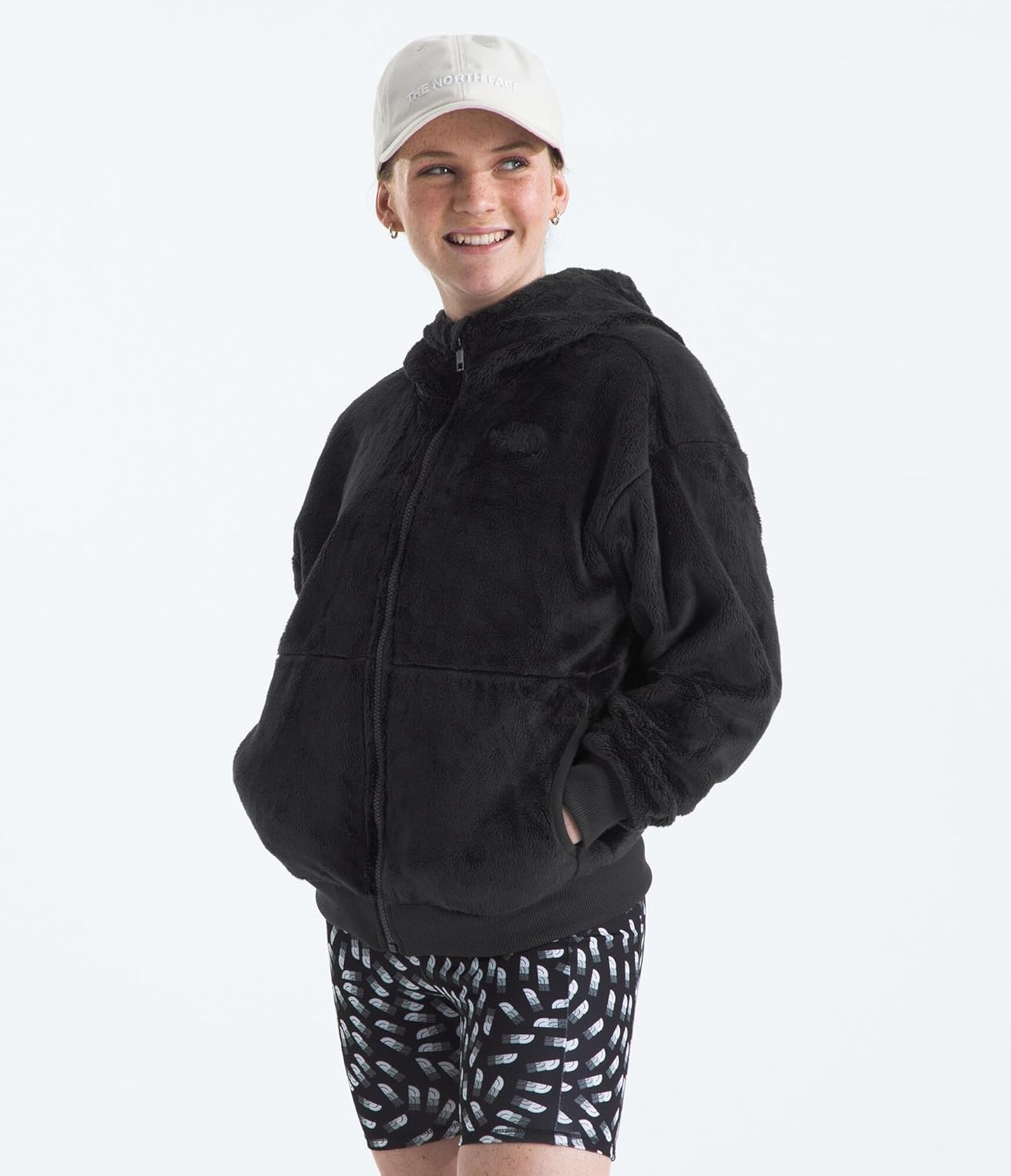 image:imageTHE NORTH FACE Girls Osito Full Zip Hoodie Fleece Hooded Jacket With Hand Pockets amp Durable Ribbed CollarTnf Black
