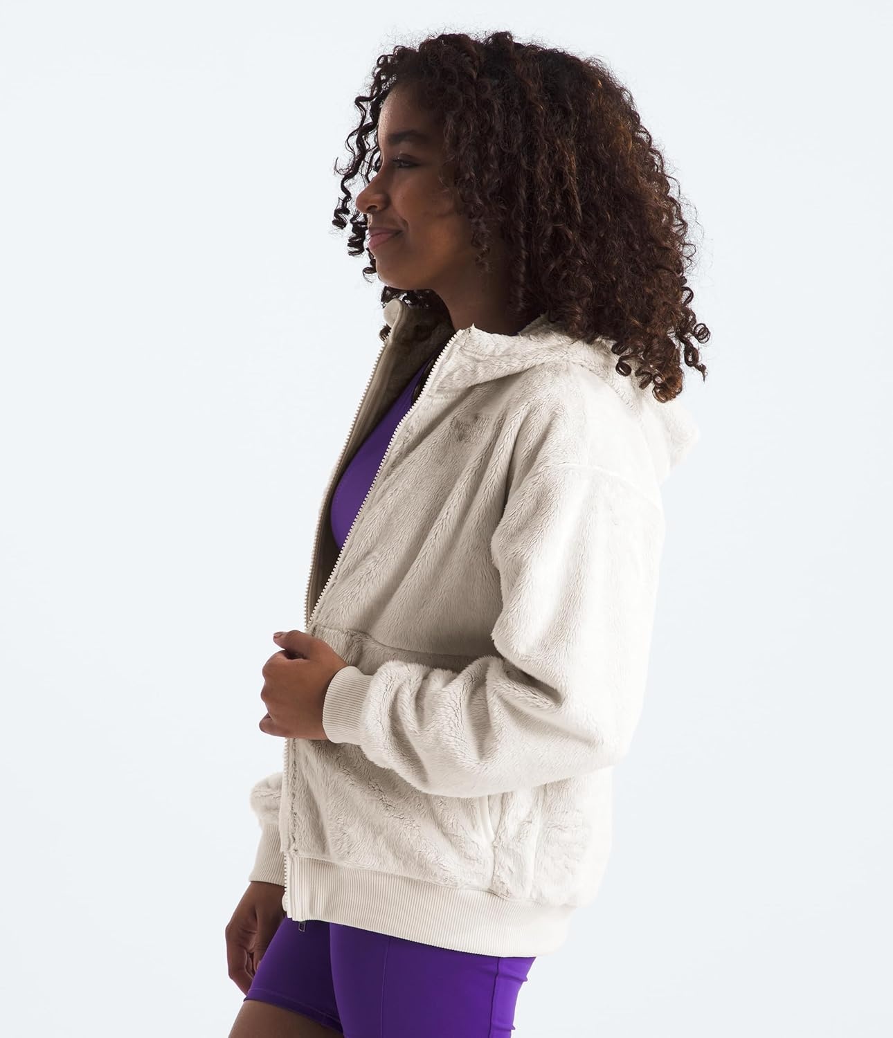 image:imageTHE NORTH FACE Girls Osito Full Zip Hoodie Fleece Hooded Jacket With Hand Pockets amp Durable Ribbed CollarWhite Dune