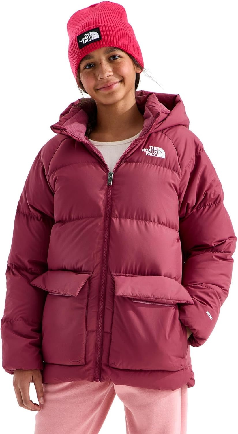 image:imageTHE NORTH FACE Kids North Down FleeceLined Short Parka 600 Fill Recycled Waterfowl Down Insulated Water RepellentFermented Clay