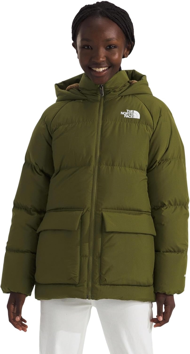 image:imageTHE NORTH FACE Kids North Down FleeceLined Short Parka 600 Fill Recycled Waterfowl Down Insulated Water RepellentForest Olive
