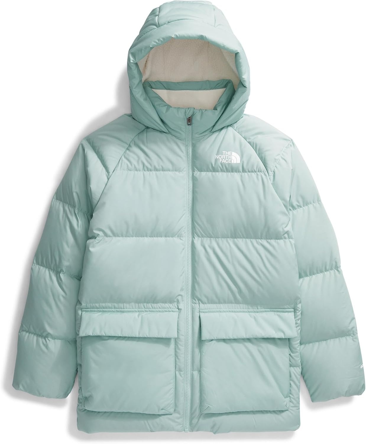 image:imageTHE NORTH FACE Kids North Down FleeceLined Short Parka 600 Fill Recycled Waterfowl Down Insulated Water RepellentMuted Pine