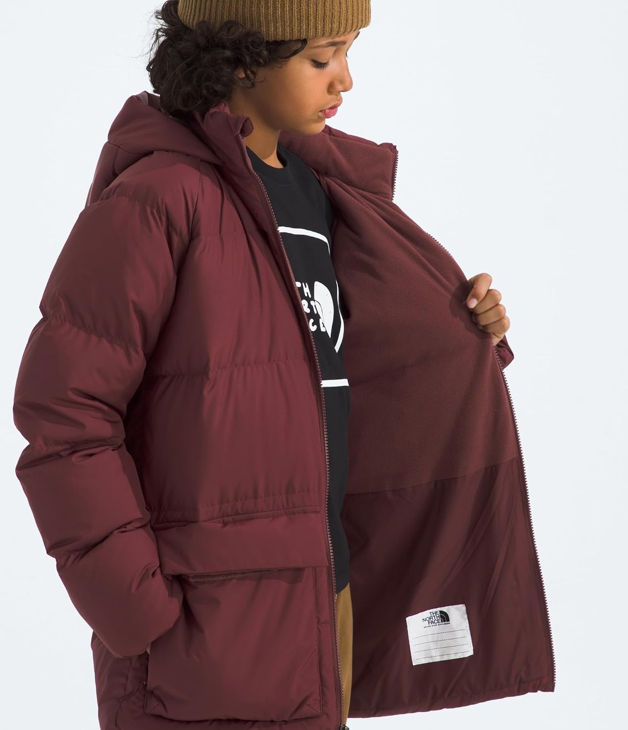 image:imageTHE NORTH FACE Kids North Down FleeceLined Short Parka 600 Fill Recycled Waterfowl Down Insulated Water RepellentSumac