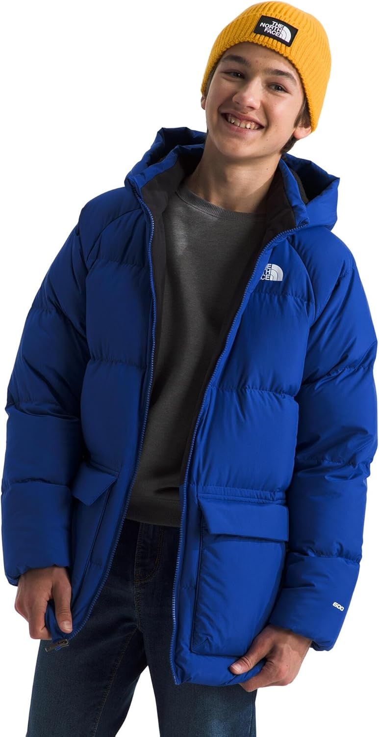 image:imageTHE NORTH FACE Kids North Down FleeceLined Short Parka 600 Fill Recycled Waterfowl Down Insulated Water RepellentTnf Blue