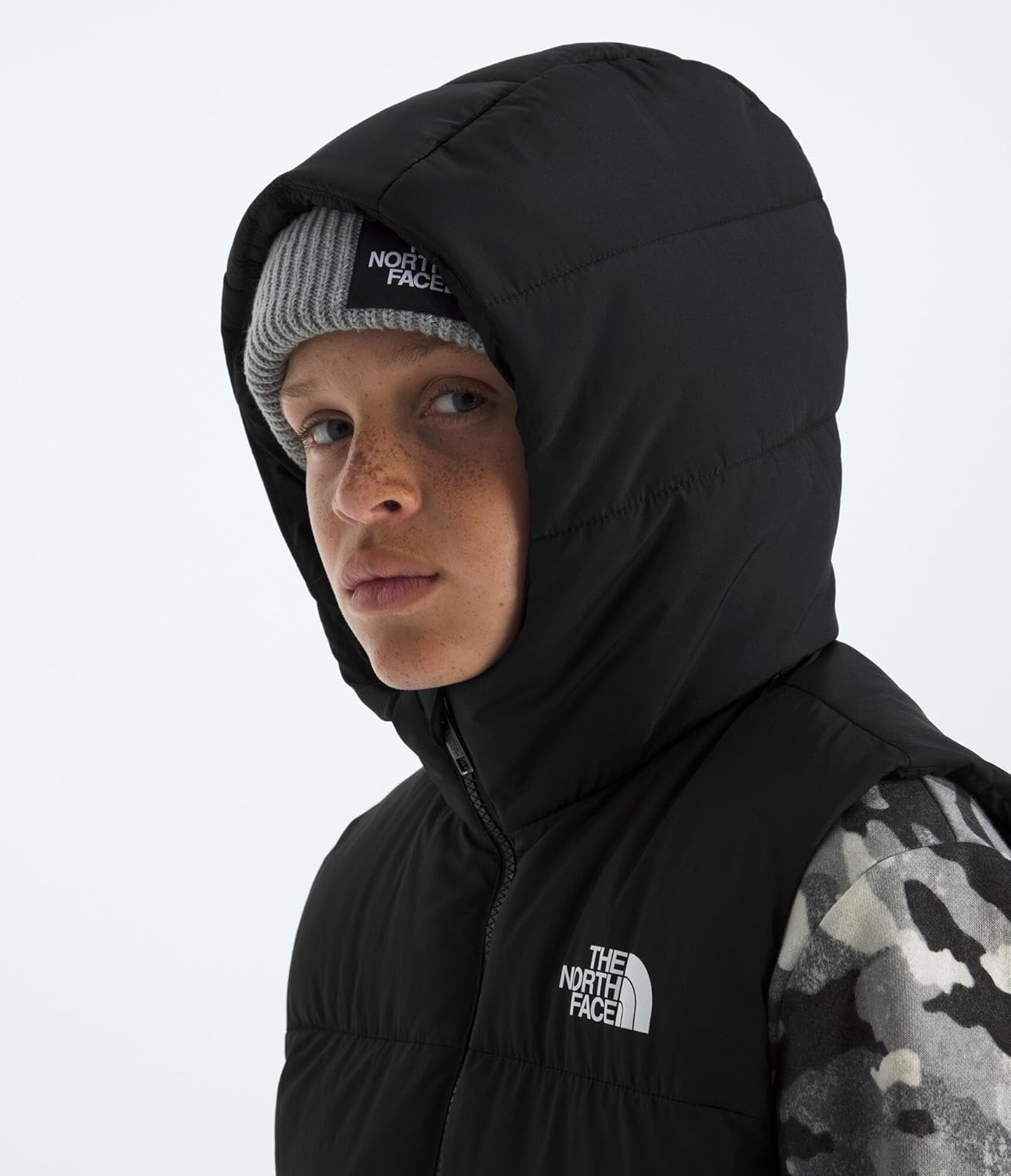 image:imageTHE NORTH FACE Kids North Down Hooded Vest 600 Fill Recycled Waterfowl Down Insulated Water Repellent Zip PocketsTnf Black