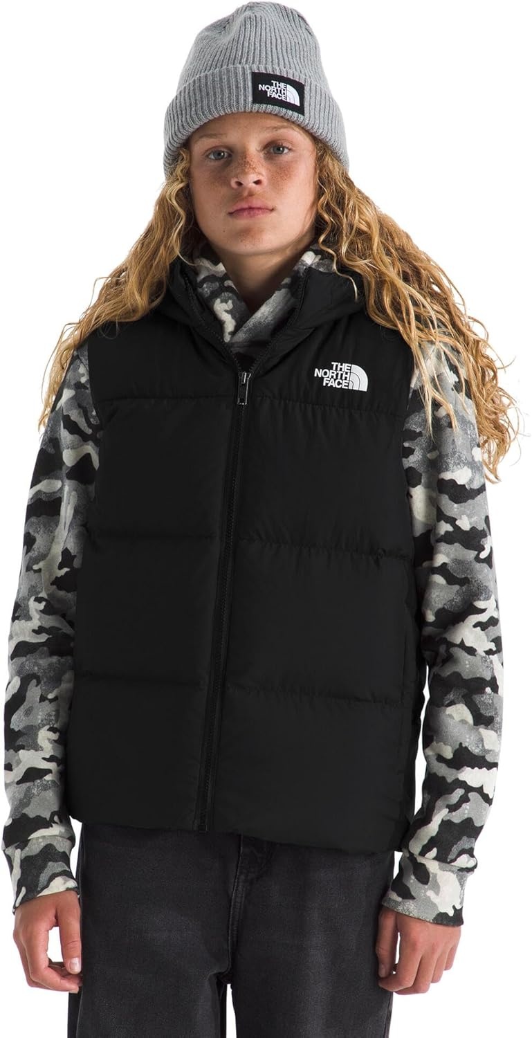 image:imageTHE NORTH FACE Kids North Down Hooded Vest 600 Fill Recycled Waterfowl Down Insulated Water Repellent Zip PocketsTnf Black