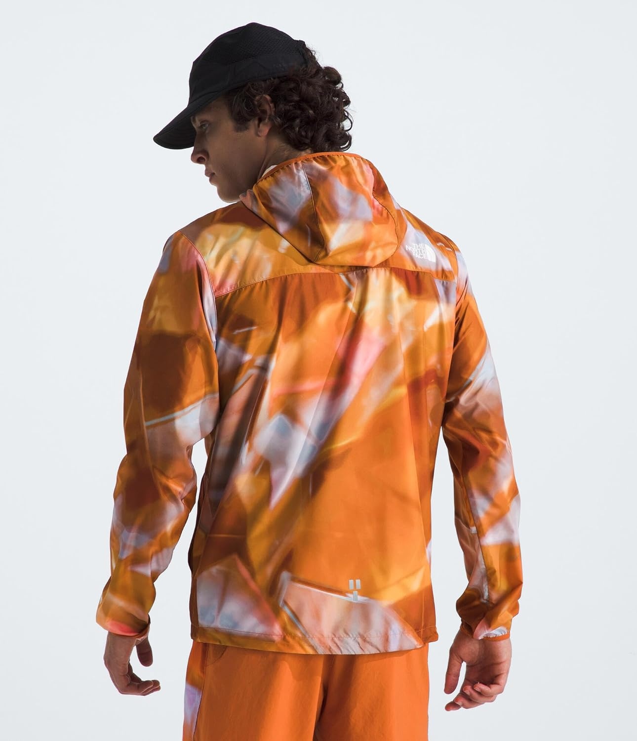 image:imageTHE NORTH FACE Mens Higher Run Wind JacketDigital Orange Prisms Print