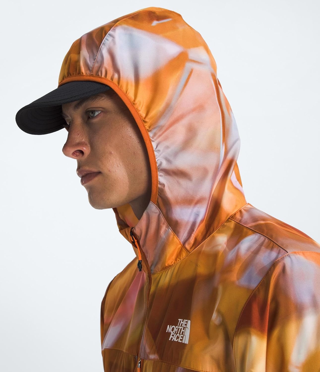 image:imageTHE NORTH FACE Mens Higher Run Wind JacketDigital Orange Prisms Print