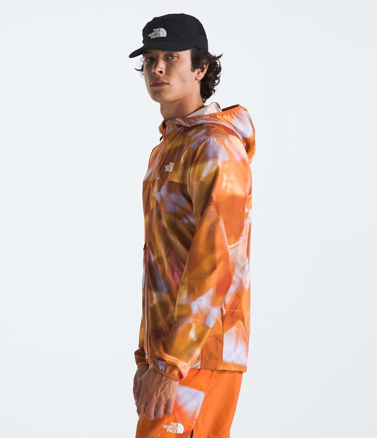 image:imageTHE NORTH FACE Mens Higher Run Wind JacketDigital Orange Prisms Print