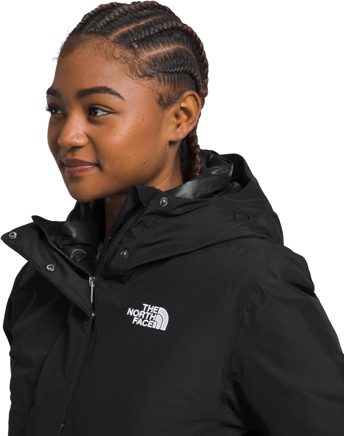 image:imageTHE NORTH FACE Womens Arctic Bomber Down Insulated Waterproof Shell Adjustable Hood With Fauxfur Dualentry PocketsTnf Blacknpf