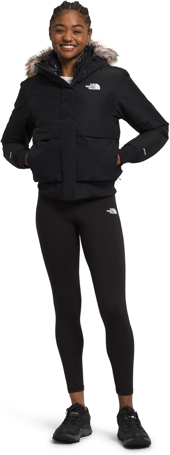 image:imageTHE NORTH FACE Womens Arctic Bomber Down Insulated Waterproof Shell Adjustable Hood With Fauxfur Dualentry PocketsTnf Blacknpf