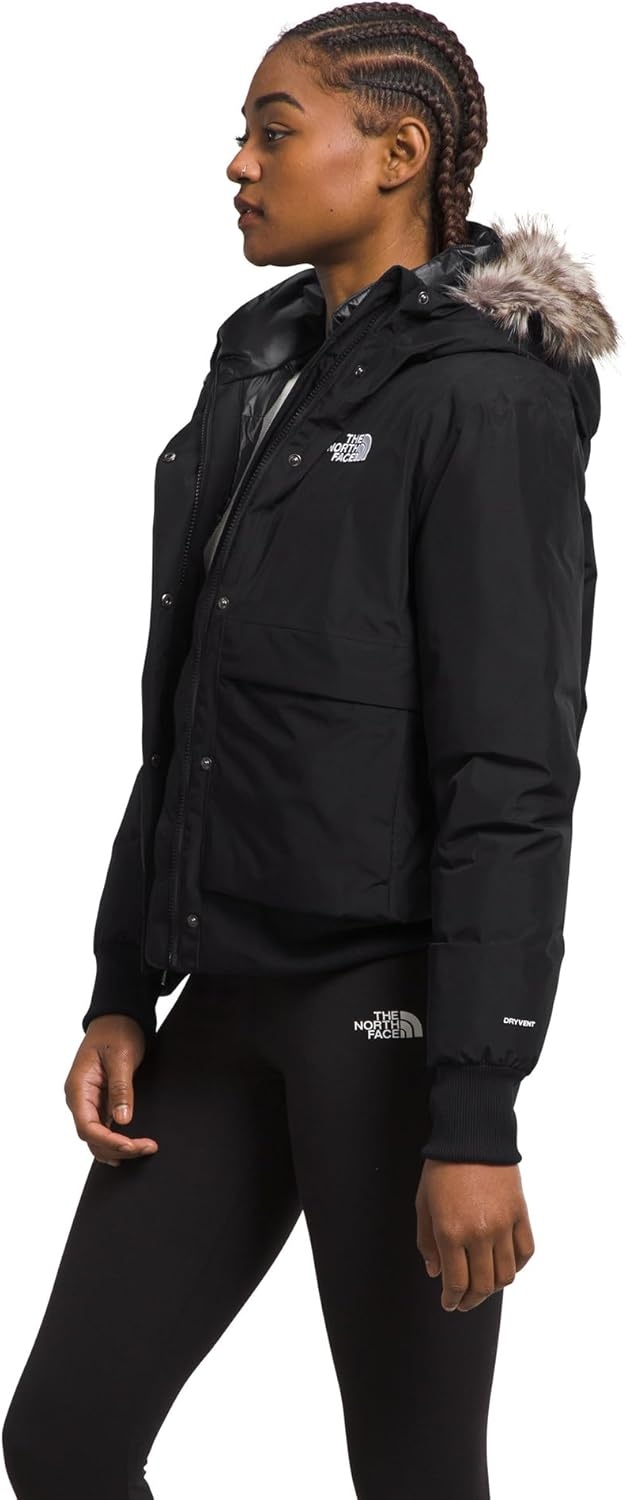 image:imageTHE NORTH FACE Womens Arctic Bomber Down Insulated Waterproof Shell Adjustable Hood With Fauxfur Dualentry PocketsTnf Blacknpf