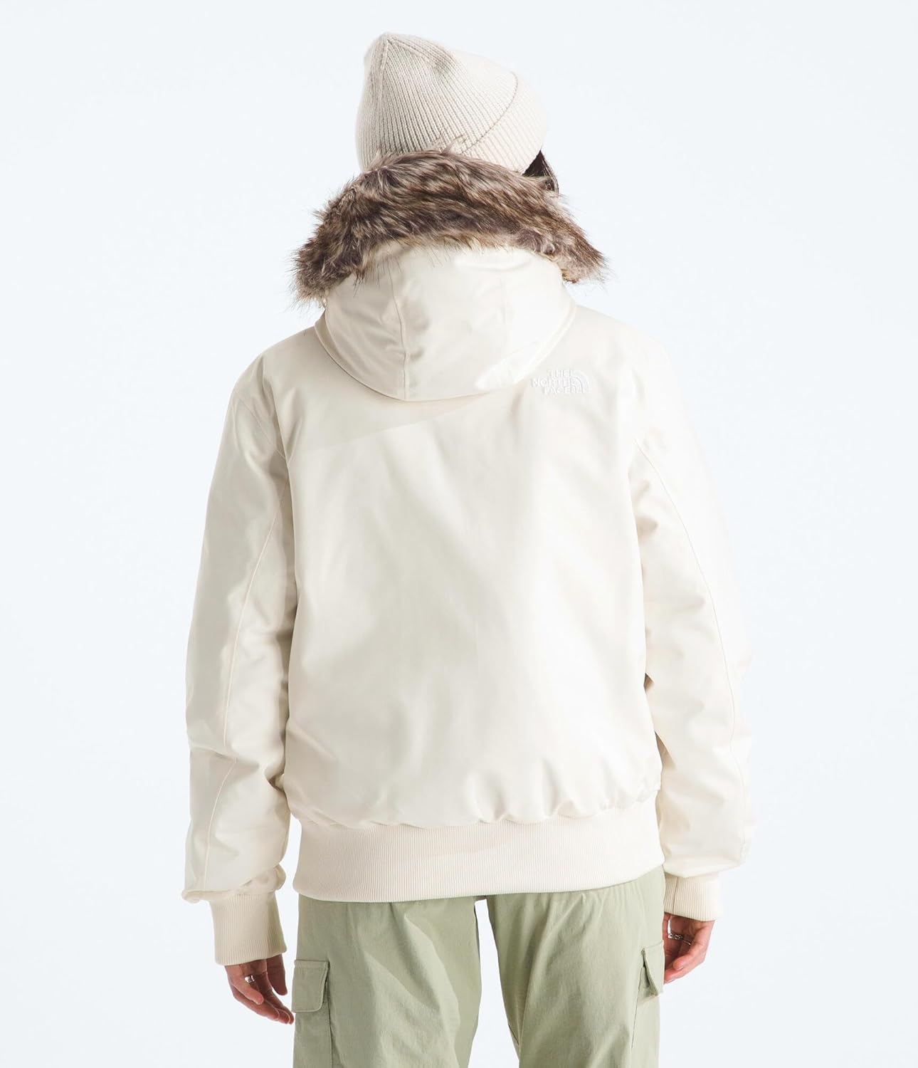 image:imageTHE NORTH FACE Womens Arctic Bomber Down Insulated Waterproof Shell Adjustable Hood With Fauxfur Dualentry PocketsWhite Dune