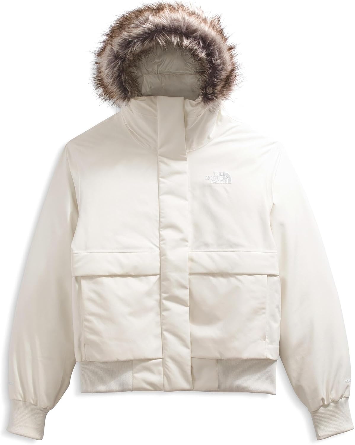 image:imageTHE NORTH FACE Womens Arctic Bomber Down Insulated Waterproof Shell Adjustable Hood With Fauxfur Dualentry PocketsWhite Dune