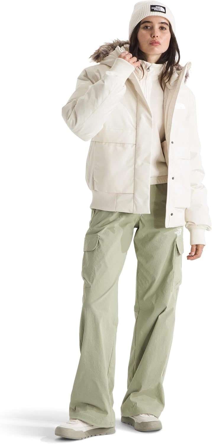 image:imageTHE NORTH FACE Womens Arctic Bomber Down Insulated Waterproof Shell Adjustable Hood With Fauxfur Dualentry PocketsWhite Dune