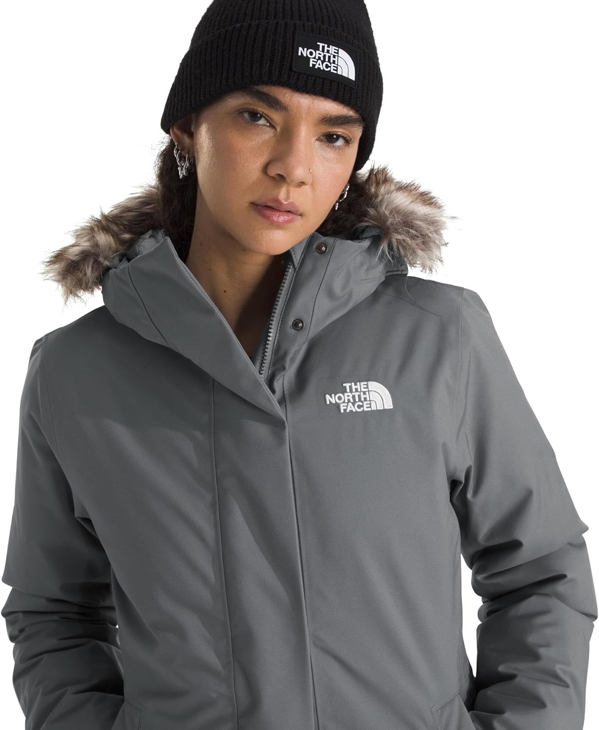 image:imageTHE NORTH FACE Womens Arctic Parka Standard amp Plus Size Waterproof Shell Recycled Down Insulation Adjustable HoodSmoked Pearl