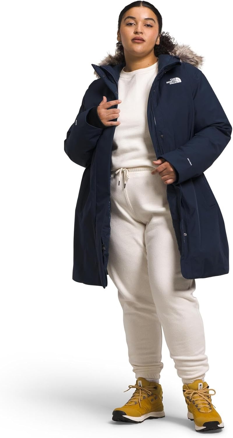 image:imageTHE NORTH FACE Womens Arctic Parka Standard amp Plus Size Waterproof Shell Recycled Down Insulation Adjustable HoodSummit Navy