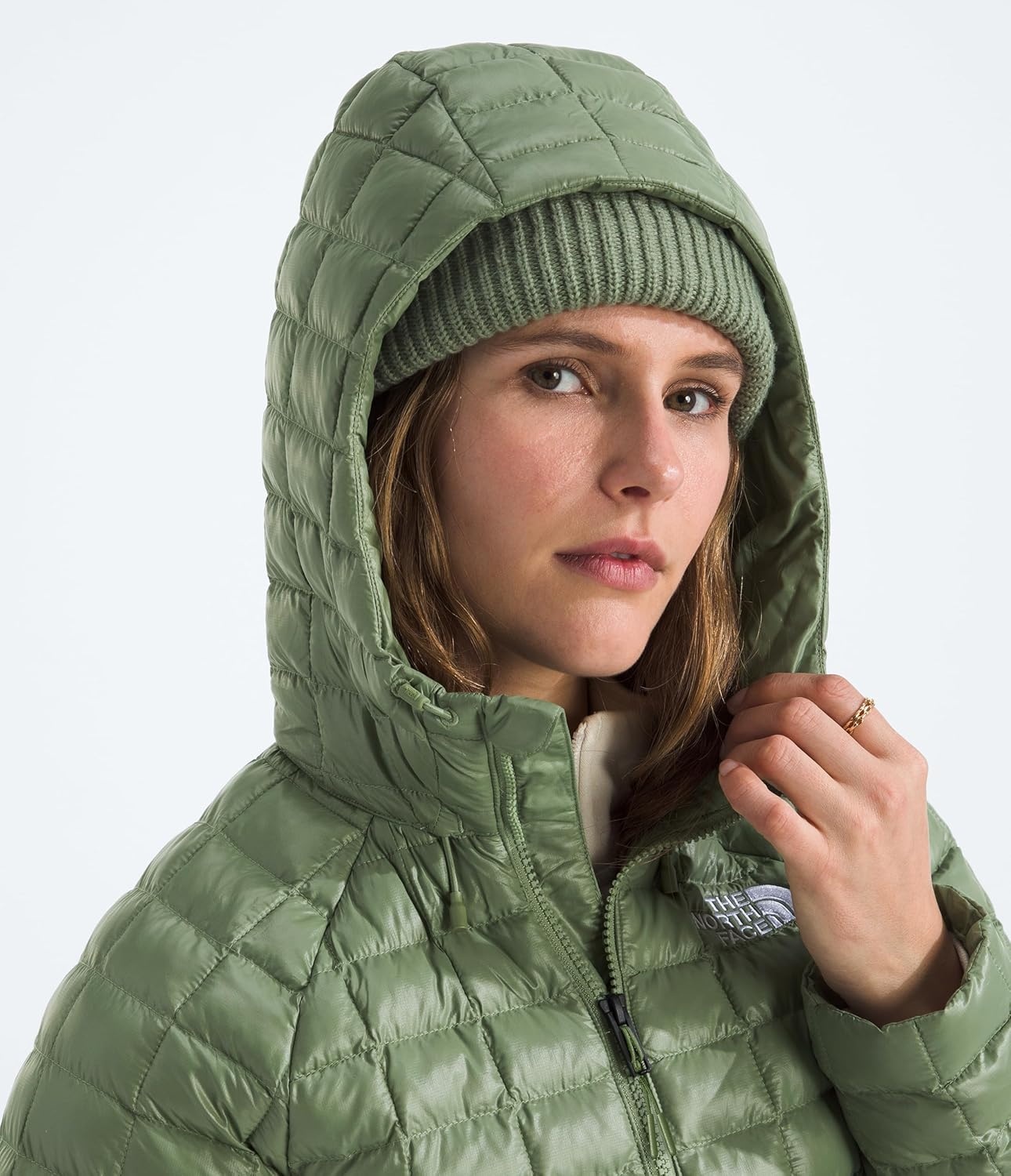image:imageTHE NORTH FACE Womens Thermoball Hooded Parka Standard amp Plus Size High Loft Insulation Wind amp Water ResistantBark Mist