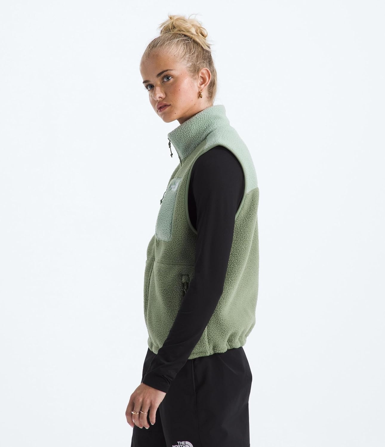 image:imageTHE NORTH FACE Womens Yumiori Vest Lightweight Fleece Zip Up With Stretch Binding Internal Cinch Cord amp Zip PocketsBark MistSlate Moss