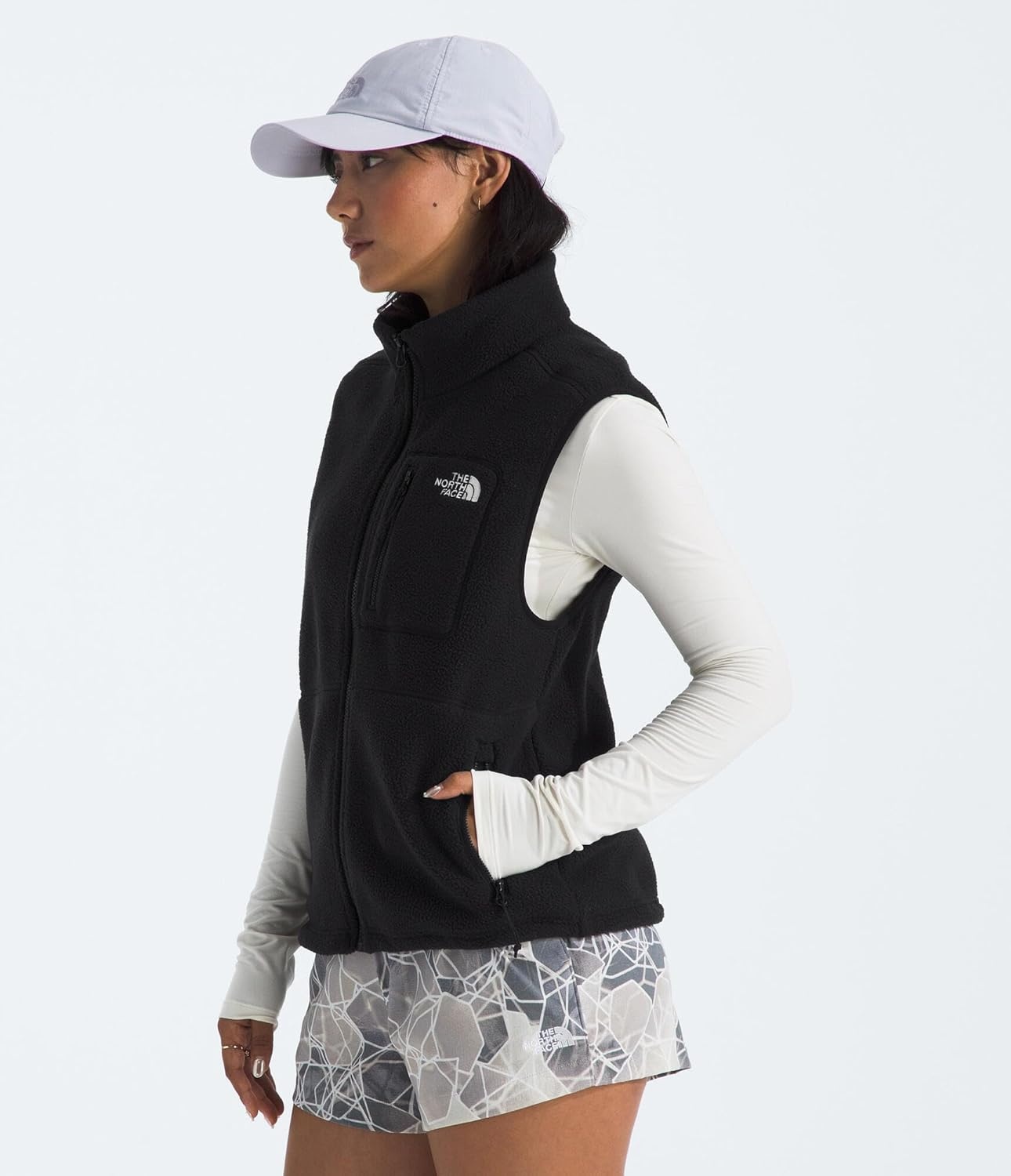 image:imageTHE NORTH FACE Womens Yumiori Vest Lightweight Fleece Zip Up With Stretch Binding Internal Cinch Cord amp Zip PocketsTnf Black