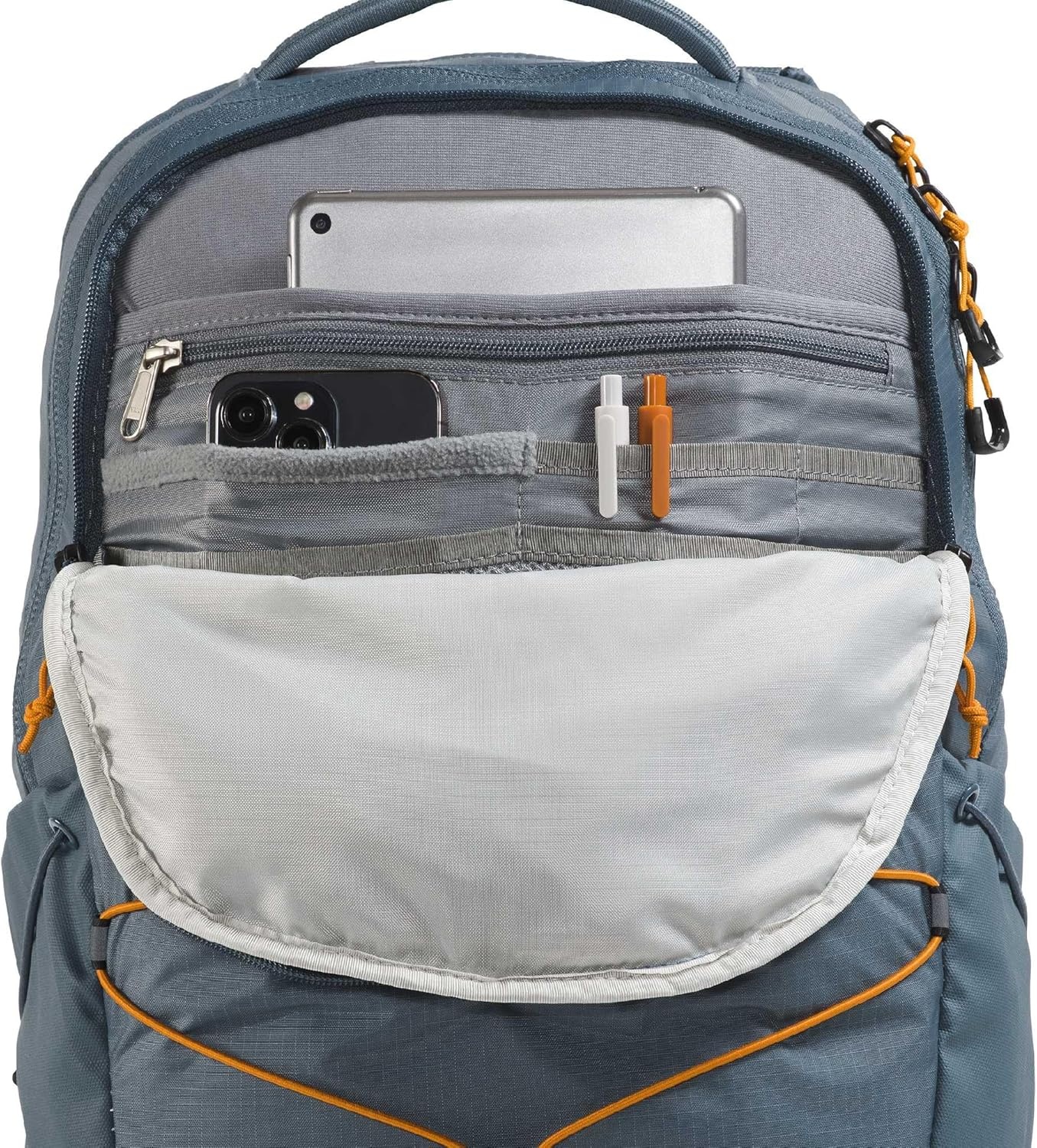 image:imageThe North Face Borealis Commuter Laptop Backpack Water Repellent Laptop Sleeve Large Main Compartment TNF BlackTNF BlackNPF One SizeGranite GreyDust Orange