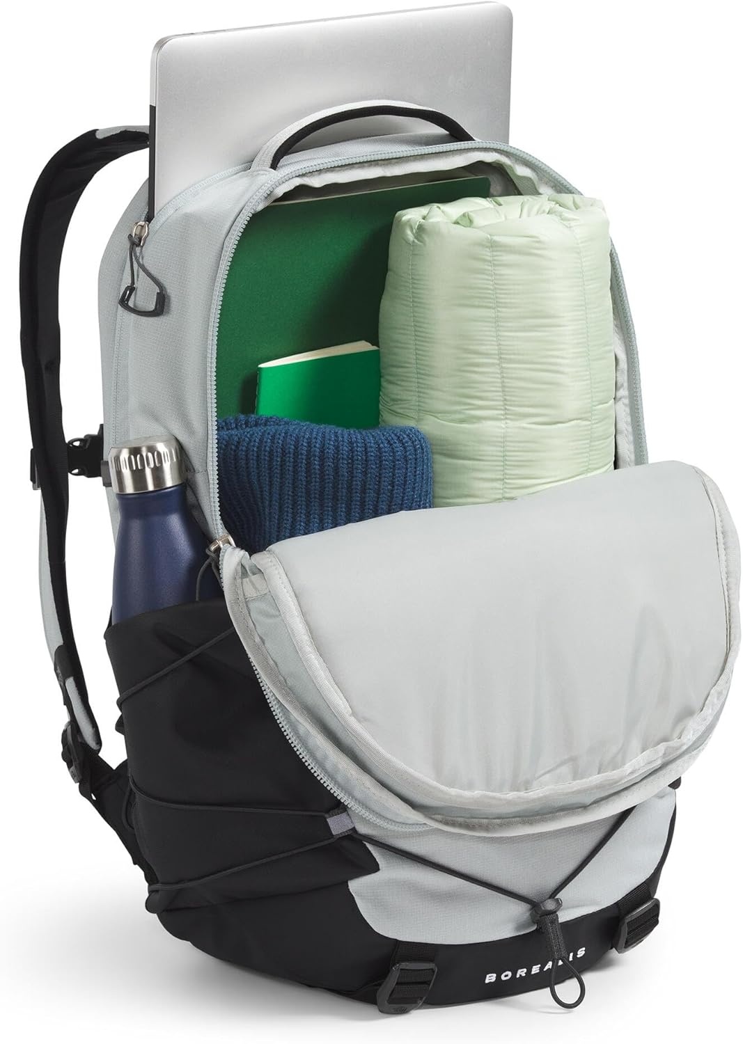 image:imageThe North Face Borealis Commuter Laptop Backpack Water Repellent Laptop Sleeve Large Main Compartment TNF BlackTNF BlackNPF One SizeTin Grey Dark HeatherAsphalt GreyTnf Blacknpf