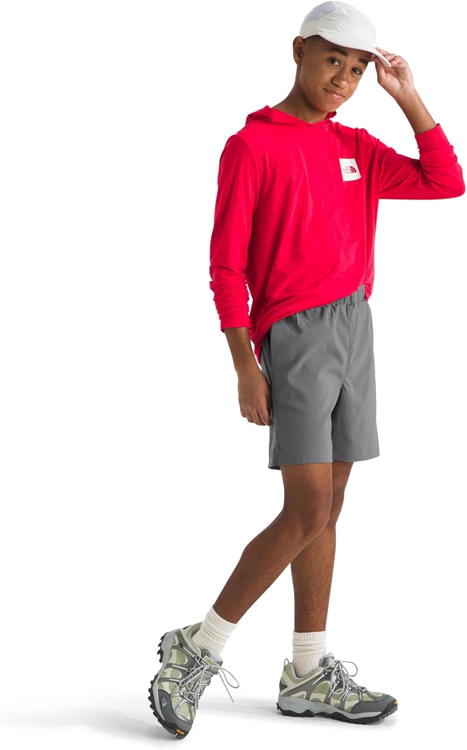 image:imageThe North Face Boys On the Trail Short Moisture Wicking Water Repellent Finish Elastic Waistband Zip Back PocketSmoked Pearl