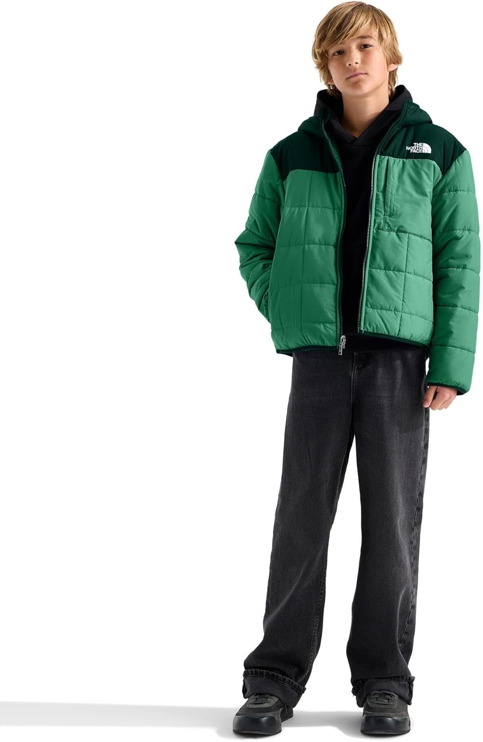 image:imageThe North Face Boys Reversible Shasta Full Zip Hooded JacketDimmed AlgaeHunter Green