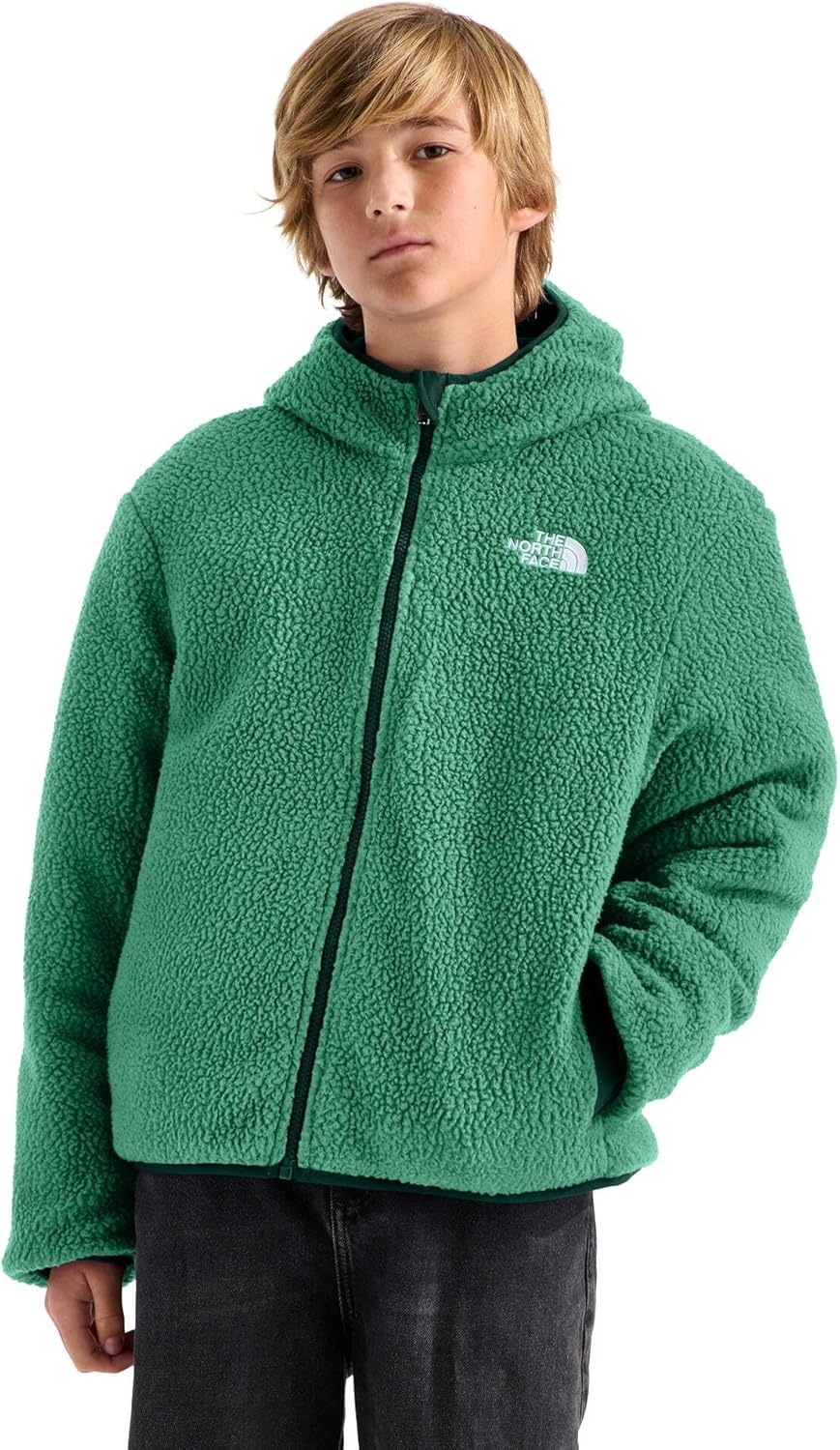 image:imageThe North Face Boys Reversible Shasta Full Zip Hooded JacketDimmed AlgaeHunter Green