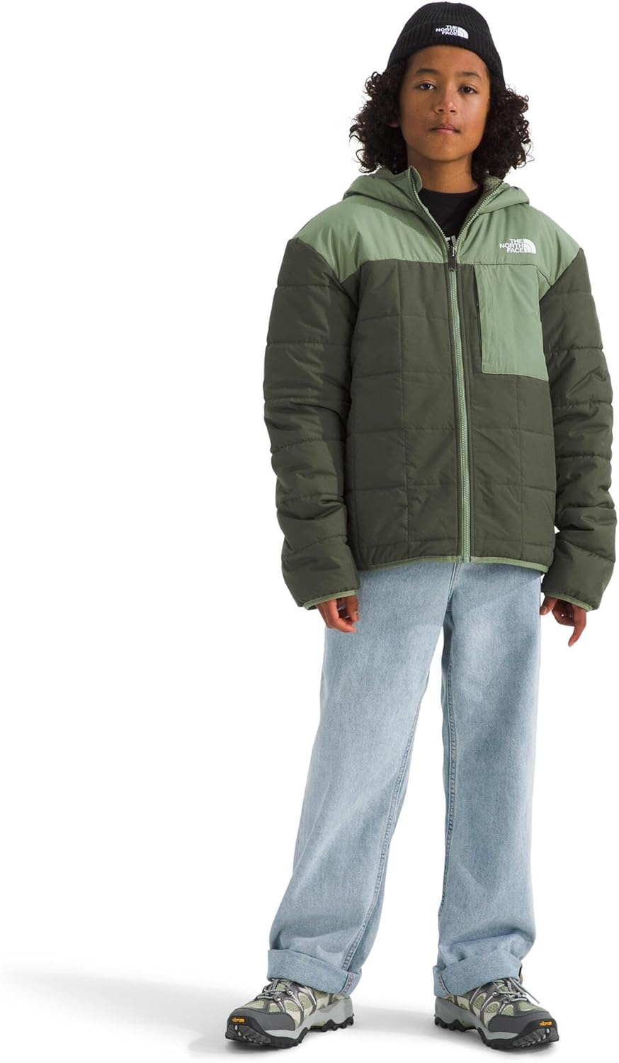 image:imageThe North Face Boys Reversible Shasta Full Zip Hooded JacketNew Taupe GreenBark Mist