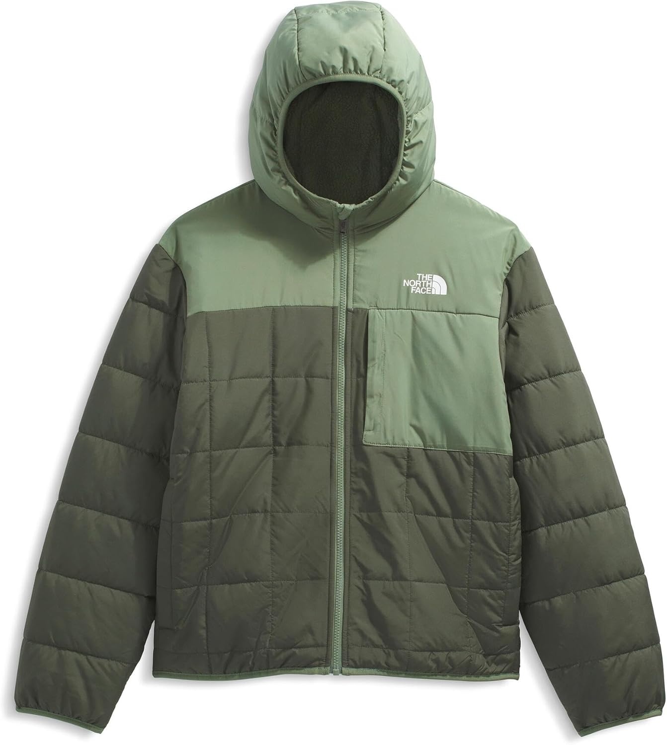 image:imageThe North Face Boys Reversible Shasta Full Zip Hooded JacketNew Taupe GreenBark Mist