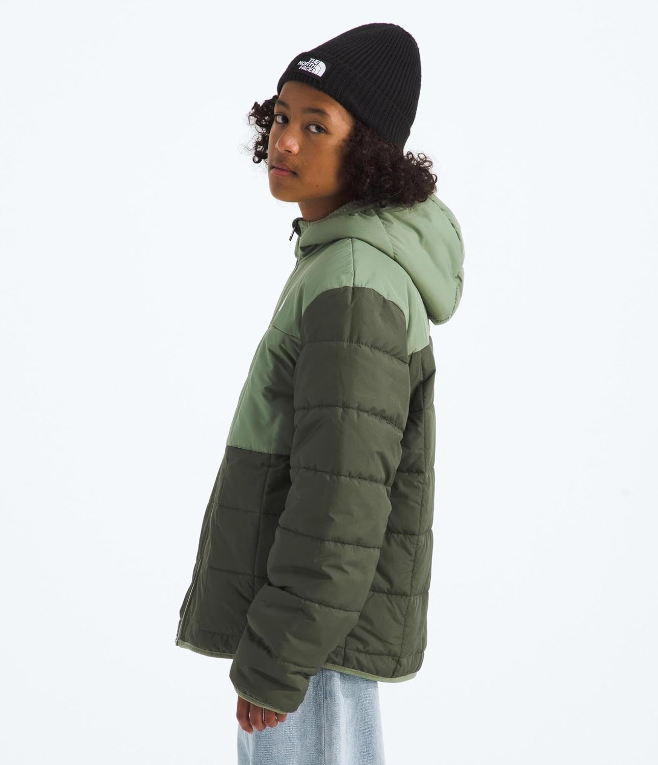 image:imageThe North Face Boys Reversible Shasta Full Zip Hooded JacketNew Taupe GreenBark Mist