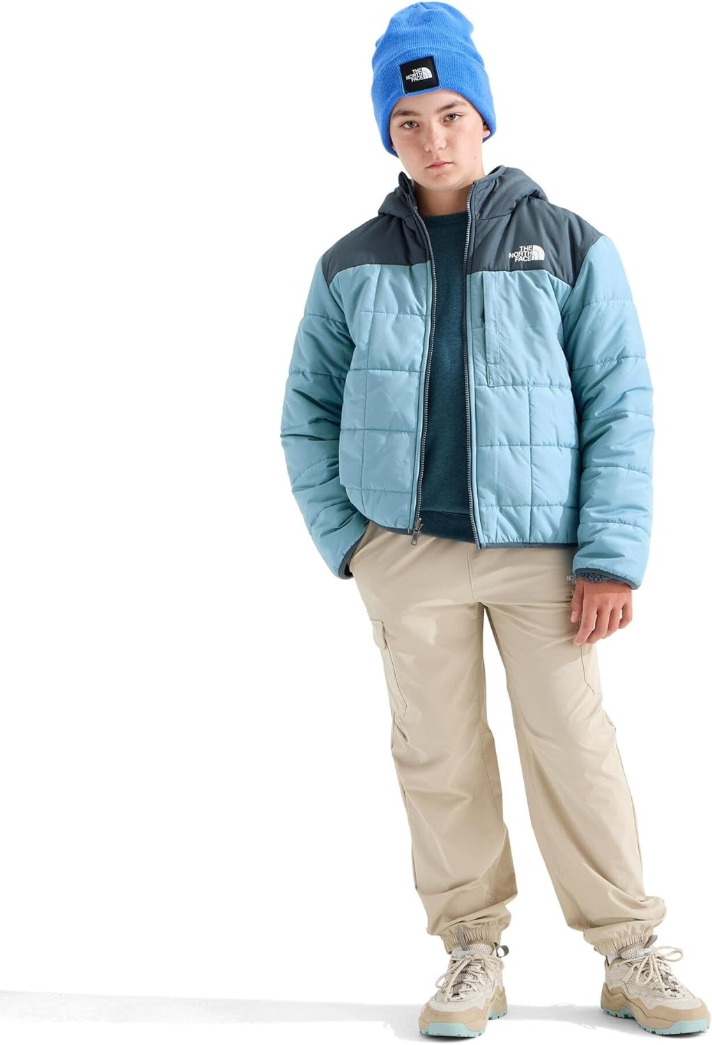 image:imageThe North Face Boys Reversible Shasta Full Zip Hooded JacketPale TealGranite Grey