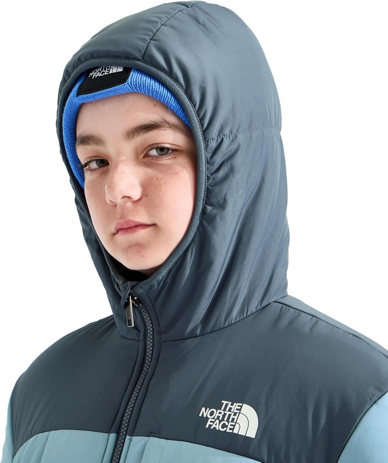 image:imageThe North Face Boys Reversible Shasta Full Zip Hooded JacketPale TealGranite Grey