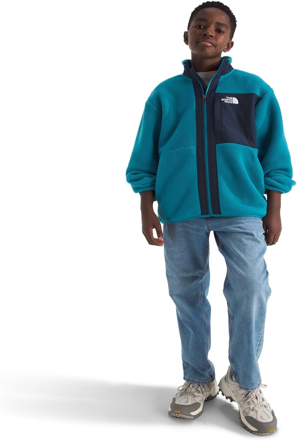 image:imageThe North Face Boys Yumiori Full Zip Jacket Lightweight Fleece Coat Embroidered Logo amp Secure Zip Chest PocketDusk BlueSummit Navy