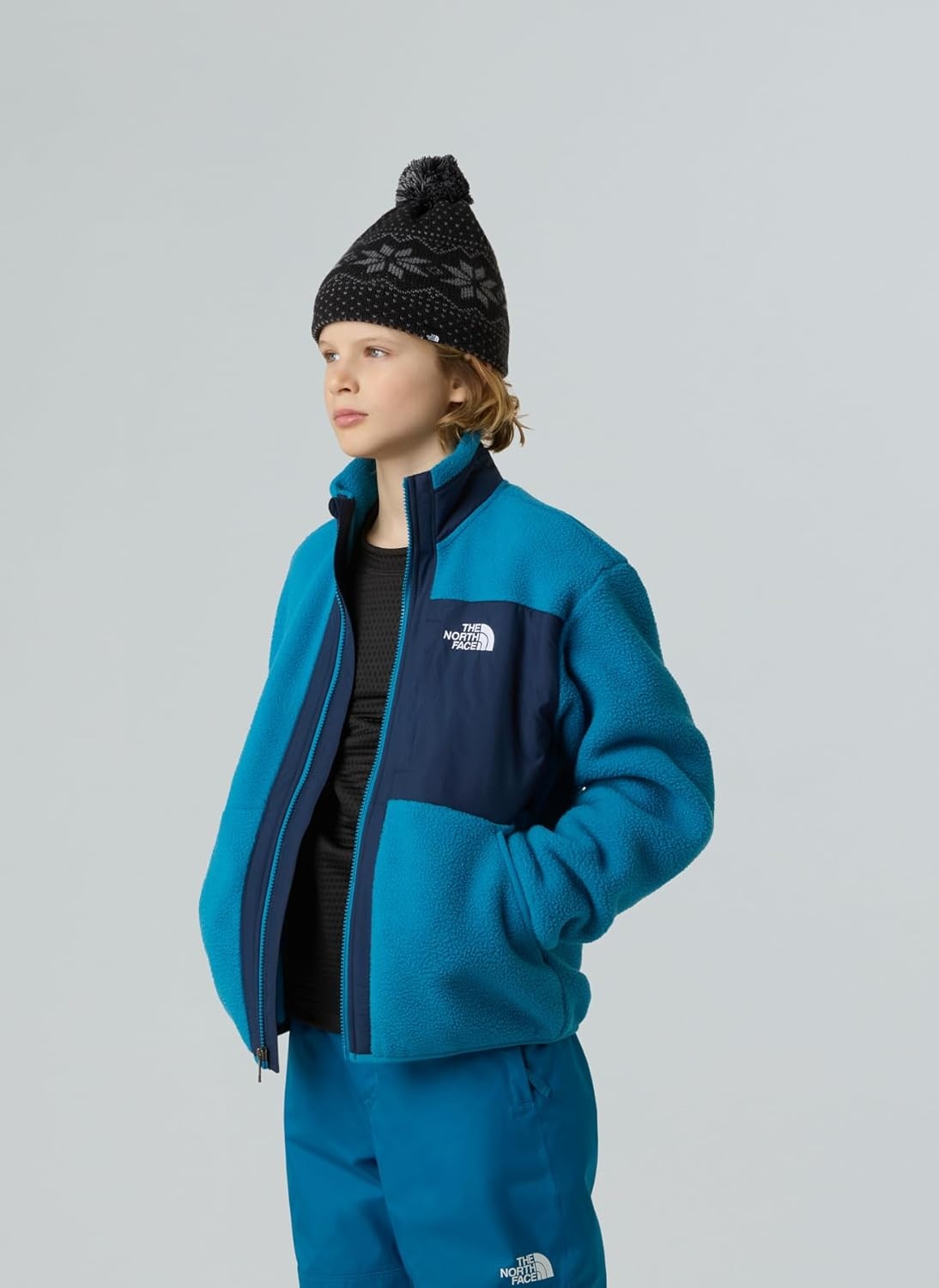 image:imageThe North Face Boys Yumiori Full Zip Jacket Lightweight Fleece Coat Embroidered Logo amp Secure Zip Chest PocketDusk BlueSummit Navy